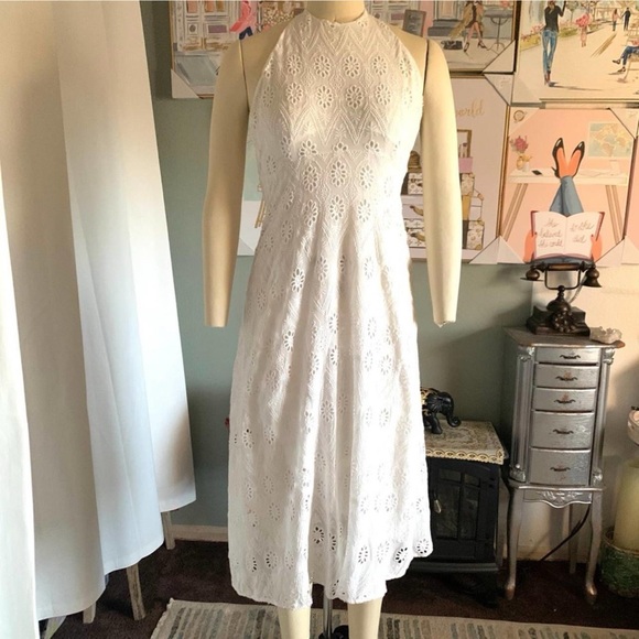 🕊️✨ ZARA White Eyelet Halter Midi Dress ✨🌿 - Picture 13 of 13